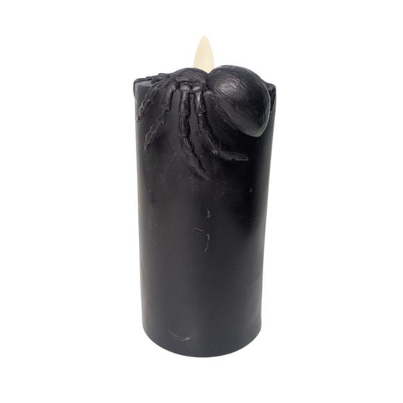Luminara Black Spider Pillar Candle 3” x 6.5” New Damage As Halloween Flameless - Picture 1 of 15